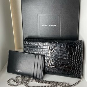 Uptown chain wallet crocodile YSL